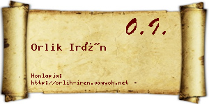 Orlik Irén névjegykártya
